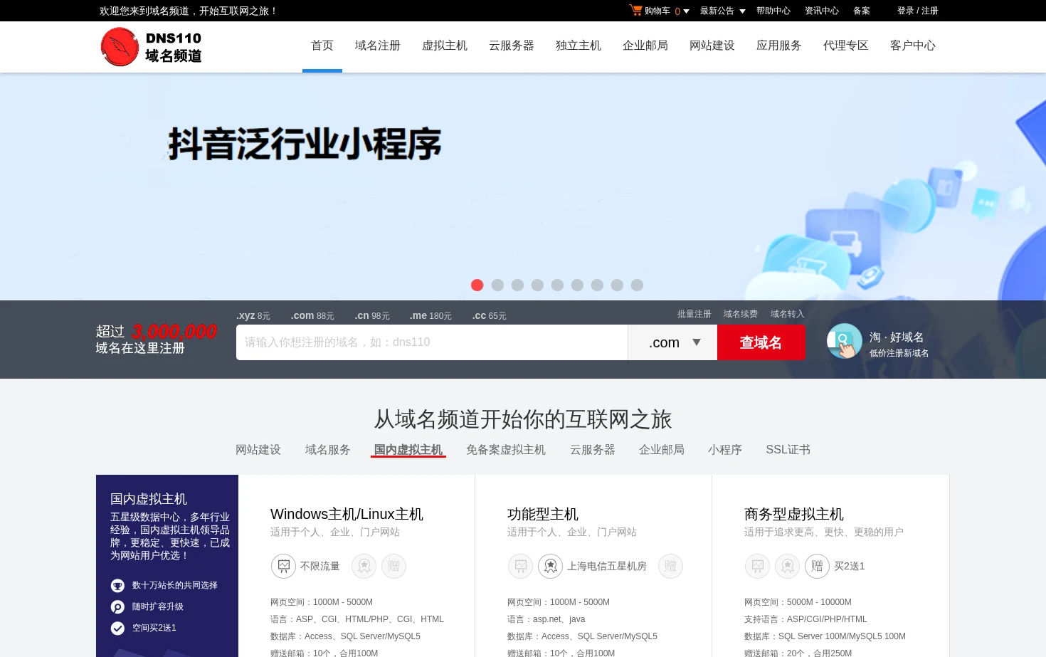 DNS110域名频道 页面快照